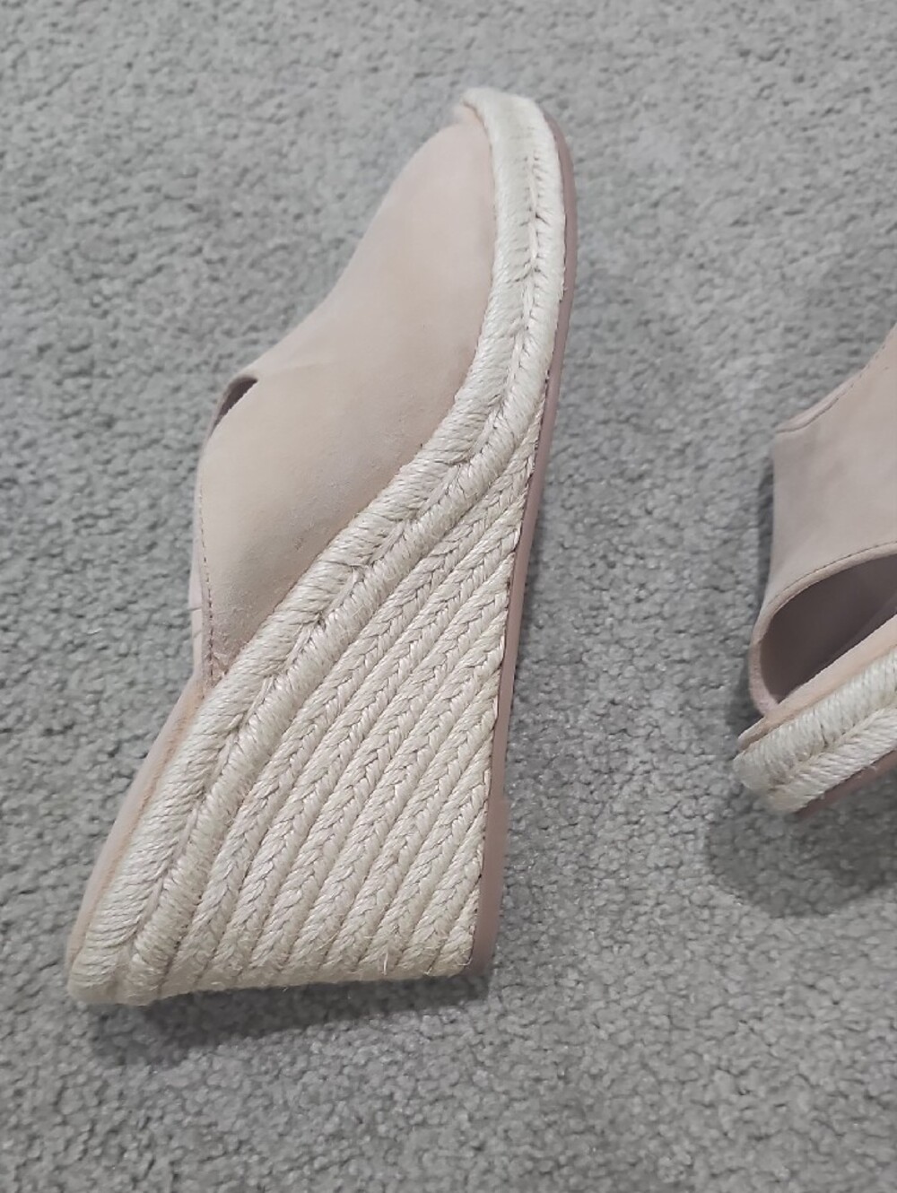 Stuart Weitzman Dusty Pink/beige Suede Espadrille Wedge Slides - Picture 7 of 7